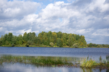 Sky and clouds reflection on Lake .