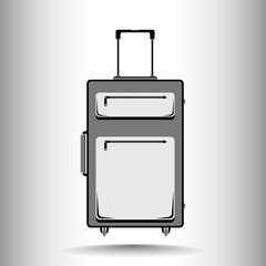 A suitcase for traveling in black and white tones