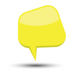 Yellow cartoon comic balloon speech bubble without phrases and with shadow. Vector illustration.
