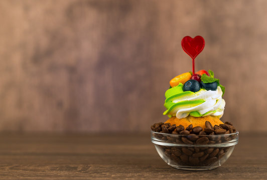 Cake on a wooden background