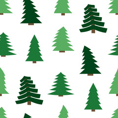 Seamless pattern with spruces on white background. Vector illustration
