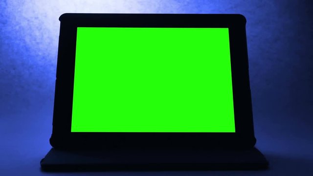 Smart Tablet with Green Screen Isolated on White, 4K