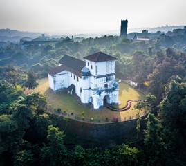 Aerial View of Our Lady of The Rosary church in Goa India - obrazy, fototapety, plakaty