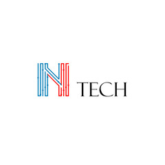 Letter N Logo Design Template, Technology Abstract