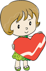 girl holding a heart shape