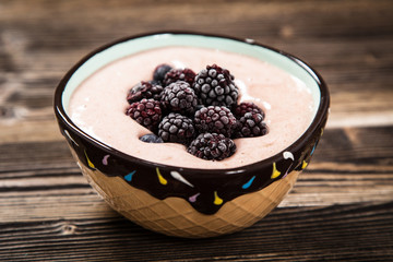 Vegan nice cream with banana and berries