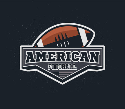 American football emblem with grunge background.