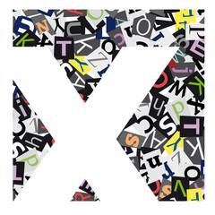 Vector geometric initial letter X on confused alphabet