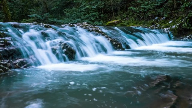 Fabulous waterfall in Caucasus mountains. timelapse