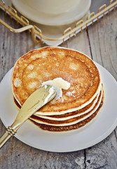 Crêpes. Crepes Recipes. Stack of Pancake. Buttermilk Pancakes. Dessert Crepes or Blinis.