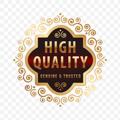 High Quality Luxury Labels on Transparent Background . Vector Isolated Illustration