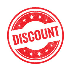 Discount grunge retro red isolated stamp on white background