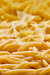 Different types of pasta as a texture.