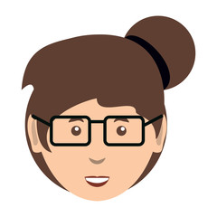 cartoon woman face icon