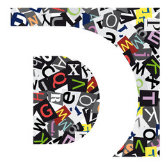 Vector geometric initial letter D on confused alphabet