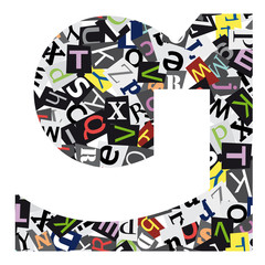 Vector geometric initial letter G on confused alphabet