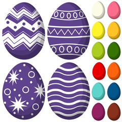 Colorful purple ultra violet easter chocolate pattern cover egg set poster.