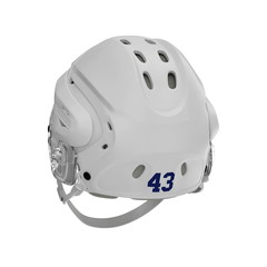 Hockey Helmet on white. Rear view. 3D illustration