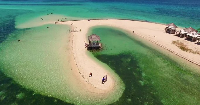 Flight over the island. Pandanon island.