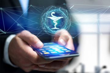 Pharmacy medical icon on a futuristic interface