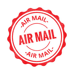 Air mail grunge retro red isolated stamp on white background