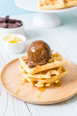 chocolate ice-cream with waffle