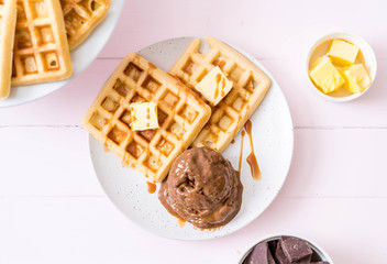 chocolate ice-cream with waffle
