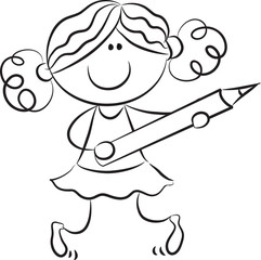 girl holding pencil