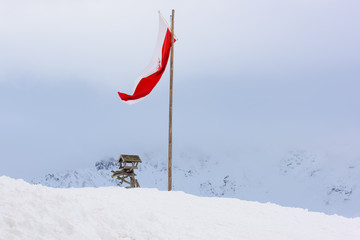 Dolomites. Winter views in the fog and low clouds