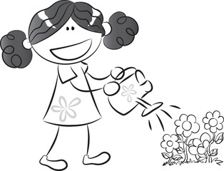 girl watering