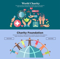 World charity foundation promotional Internet posters templates set