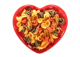 pasta on a heart shape plate