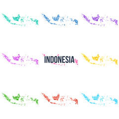 Vector dotted colourful map of Indonesia.