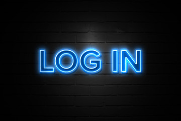 Log In neon Sign on brickwall