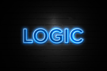 Obraz premium Logic neon Sign on brickwall