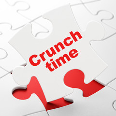 Finance concept: Crunch Time on White puzzle pieces background, 3D rendering