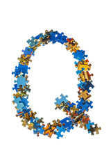 Letter Q made of puzzle pieces