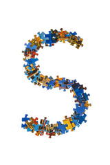 Letter S made of puzzle pieces