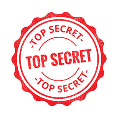 Top Secret grunge retro red isolated stamp on white background