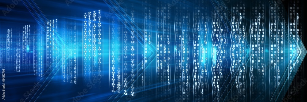 Poster code binary interface and blue background