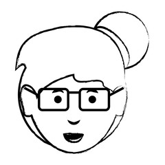 cartoon woman face icon