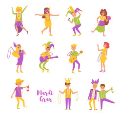 Set with people celebrating