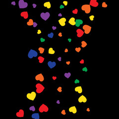 Fototapeta na wymiar Vector Confetti Background Pattern. Element of design. Colored hearts on a black background