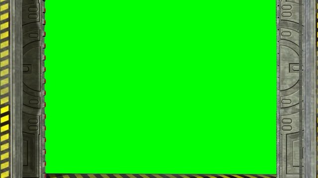 Apertura chiusura porte scorrevoli sci-fi su sfondo chroma key