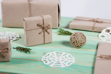 New Year's gifts in Kraft paper