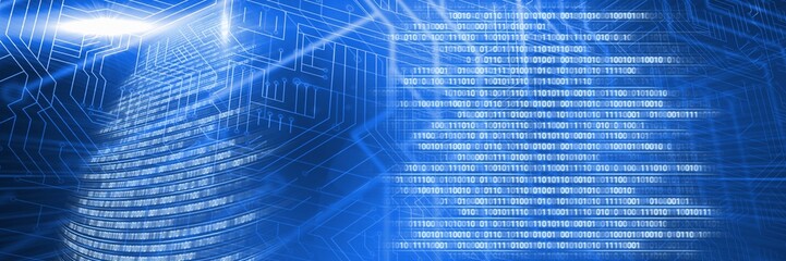 Code binary interface and blue background