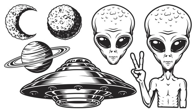 Aliens and ufo set