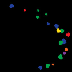 Vector Confetti Background Pattern.  Element of design.  Colored hearts on a black background
