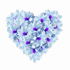 Abwaschbare Fototapete Surrealismus Herz Blaulicht Blumen