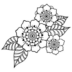 Henna tattoo flower template in Indian style. Ethnic floral paisley - Lotus. Mehndi style. Ornamental pattern in the oriental style.
